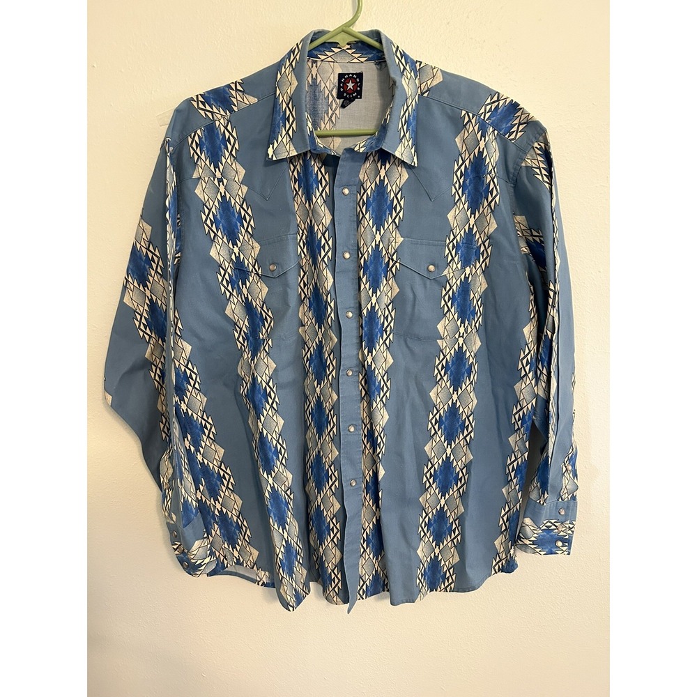Panhandle Slim Western Aztec Vintage Pearl Snap Long Sleeve Shirt XL Minor Flaw
